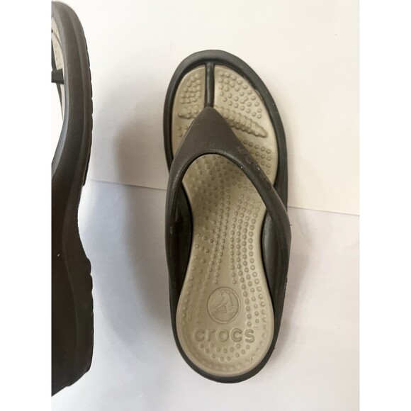 Crocs Athens Unisex Flip Flop Sandals Men's 5 Women's Size 7 Brown Tan - Picture 6 of 6